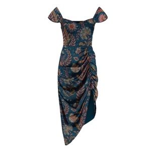 NWT AVERIE “Halley” Ruched Midi Dress